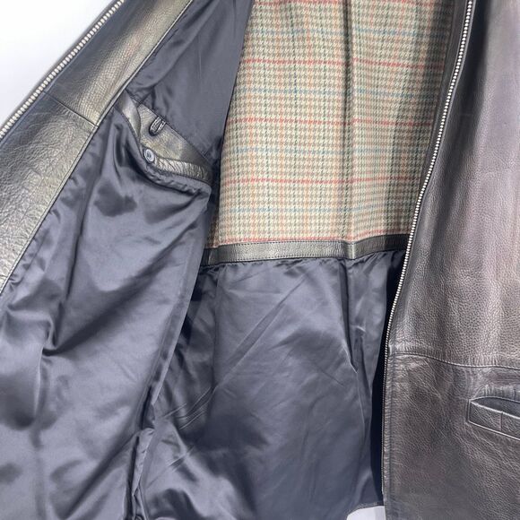 Luis Alvaro Black Long Sleeve Full Zip Genuine Leather Outerwear Jacket Medium - Picture 3 of 9